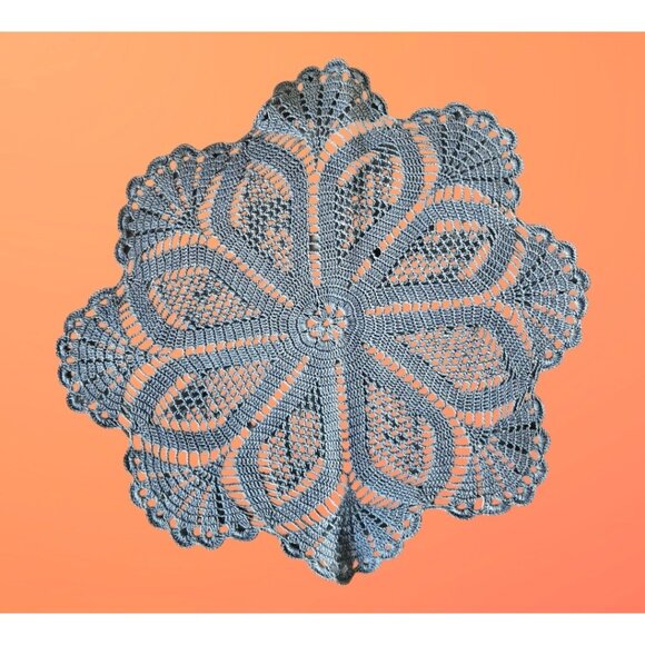 Handmade Other - Vintage Handcrafted Blue Crochet Doilies Set  17" & 14" Diameter